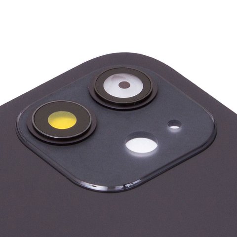 Задня панель корпуса для iPhone 12, чорна, із склом камери, small hole Прев'ю 1