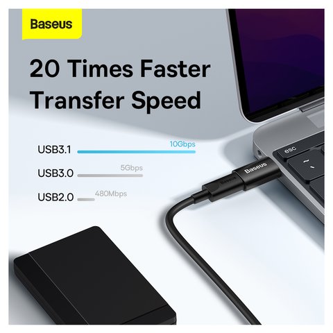 Адаптер Baseus Ingenuity Series, USB тип-C, USB тип-A, чорний, #ZJJQ000101 Прев'ю 2