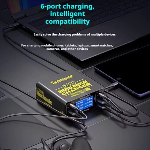 Adaptador de red Mechanic F-Power 6P, 87 W, Quick Charge, Power Delivery (PD), 6 puertos Vista previa  2