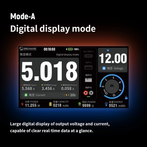 Laboratory Power Supply Mechanic Power Box 2.0, (45W, Type-C, PD, 12 V, 5A (портативний, акумулятор 10000mAh)) Preview 7