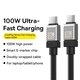 USB Cable Baseus Coolplay Series, (2xUSB type-C, 200 cm, 100 W, black, silicone) #CAKW000301 Preview 2