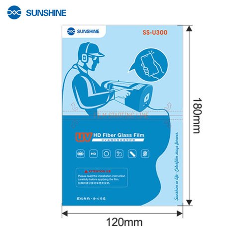 Protective Film Sunshine SS-U300, (with UV lamp, Pet Soft, HD, UV curing, 25 pcs, 180 mm, 120 mm, 250 µm) Preview 1