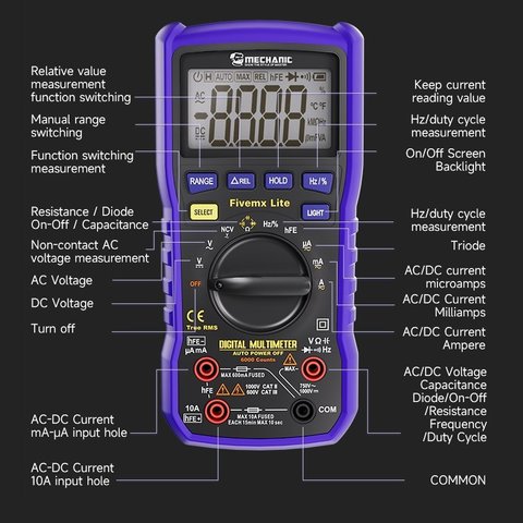 Multímetro Mechanic Five MX Lite, digital Vista previa  6