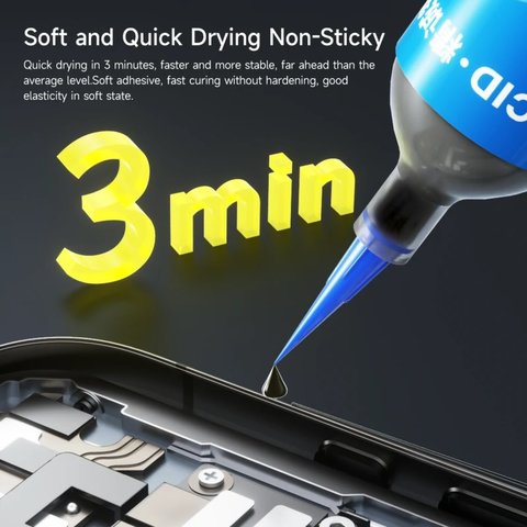 Adhesivo JCID TP-030B, poliuretano, negro, para pegar tapas traseras, para marcos de pantalla, de secado instantáneo, 30 ml Vista previa  1