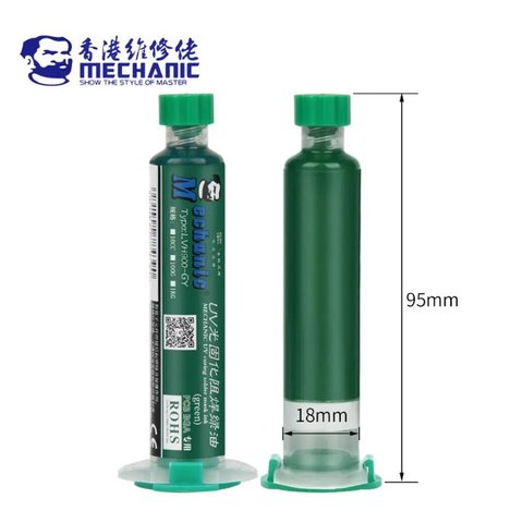 Паяльна маска Mechanic UVH900-LY, зелена, 10 мл, ультрафіолетова, лак ізоляційний Прев'ю 2