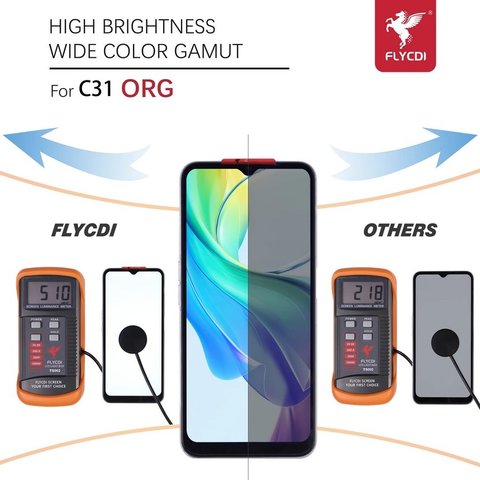 Дисплей для Realme C31, чорний, без рамки, FLYCDI, RMX3501 Прев'ю 2