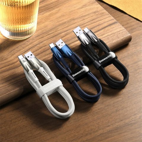 USB кабель Baseus Glimmer, USB тип-C, USB тип-A, 100 см, 100 Вт, чорний, в нейлоновому обплетенні, #CADH000401 Прев'ю 5