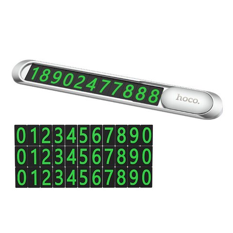 Парковочная карта Hoco PH41, серебристая, клейкая основа, металл, #6931474748799 Превью 1
