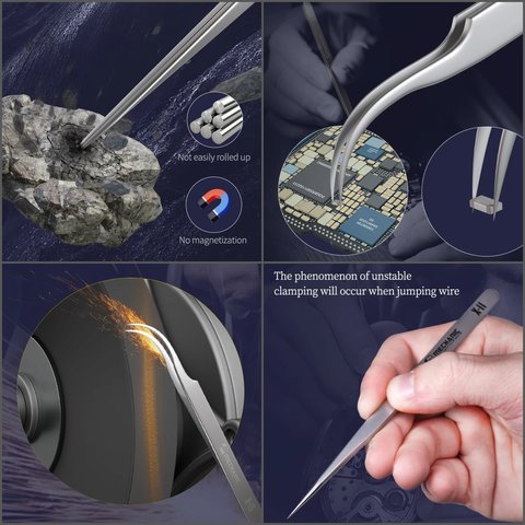 Пінцет монтажний Mechanic X-15, вигнутий, антистатичний, 115 мм Прев'ю 2