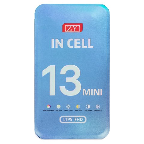 Дисплей для iPhone 13 mini, чорний, без мікросхеми, з рамкою, Copy, (TFT), ZY, LTPS FHD Прев'ю 1